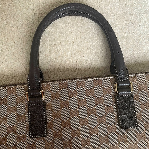 👜Authentic Gucci GG Crystal Monogram Designer Tote Laptop Bag – Leather & Canvas - Picture 7 of 9